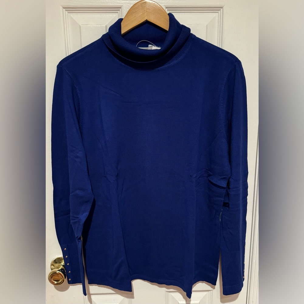 NWT | Size L | JM Collection I Blue Turtleneck Sweater